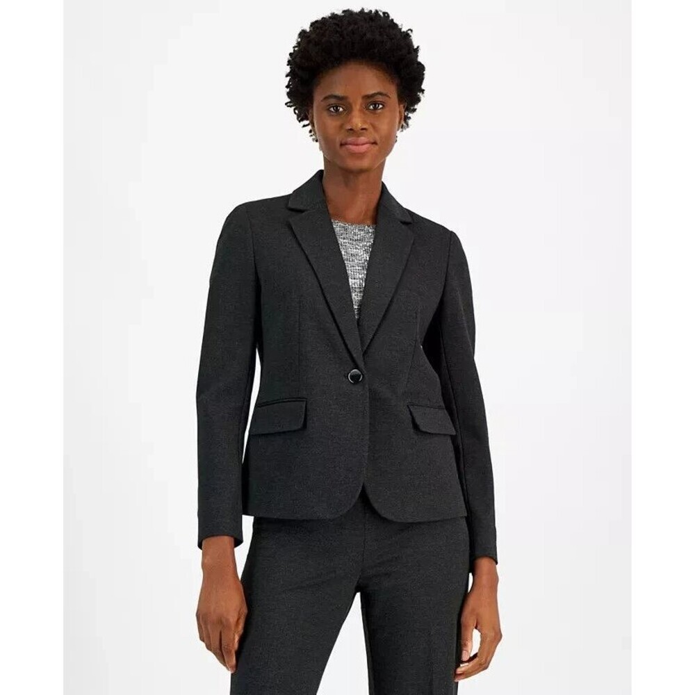 Anne Klein Women's Collection Compression Blazer Formal Casual Chic Heather Grey